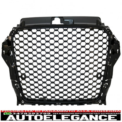 griglia anteriore senza badge adatta per audi a3 8v (2012-2016) rs3 design pianoforte nero