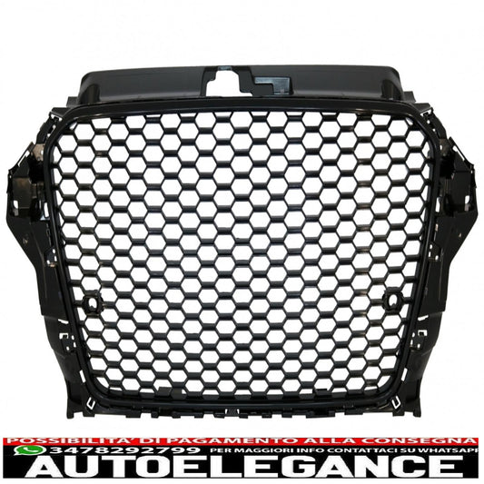 front grille without badge suitable for audi a3 8v (2012-2016) rs3 design piano black 