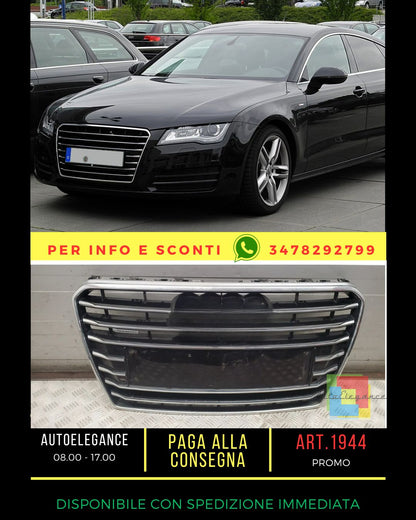 ⭐1945 GRIGLIA ADATTA PER AUDI A7 2010-2014 LOOK S7 NERA PROFILI CROMATI⭐