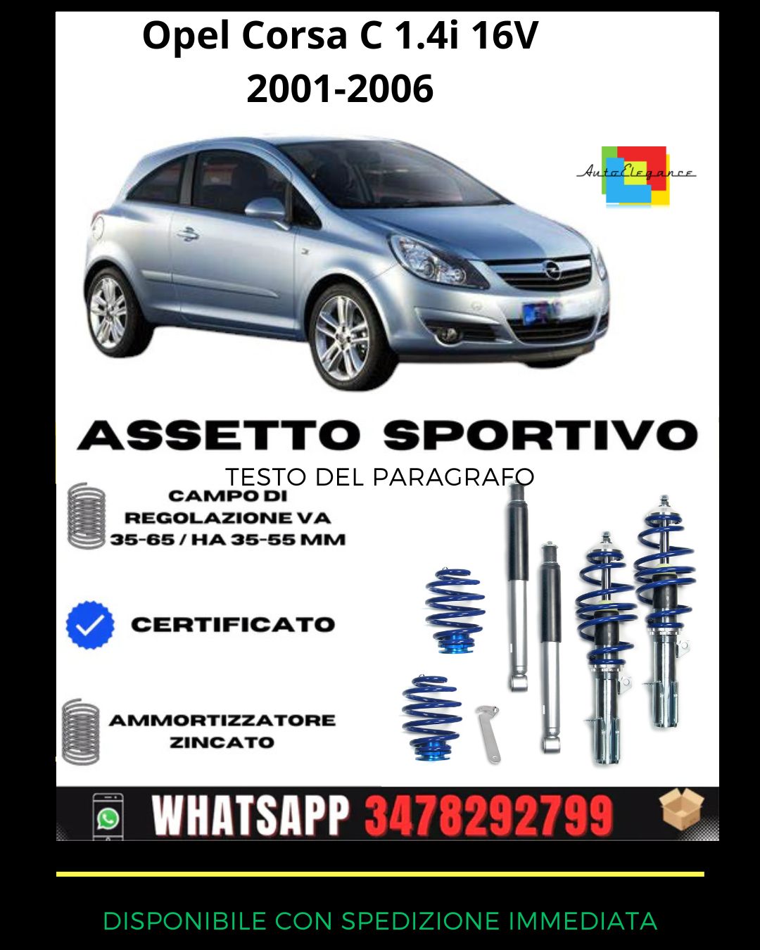 🔥Assetto sportivo ADATTO PER Opel Corsa C 1.4i 16V, 1.8i 16V 2001-2006🔥