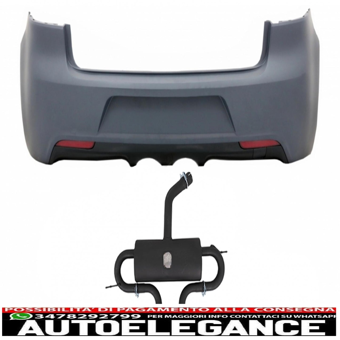 Rear bumper with full catback exhaust system suitable for vw golf vi (2008-2013) r20 design