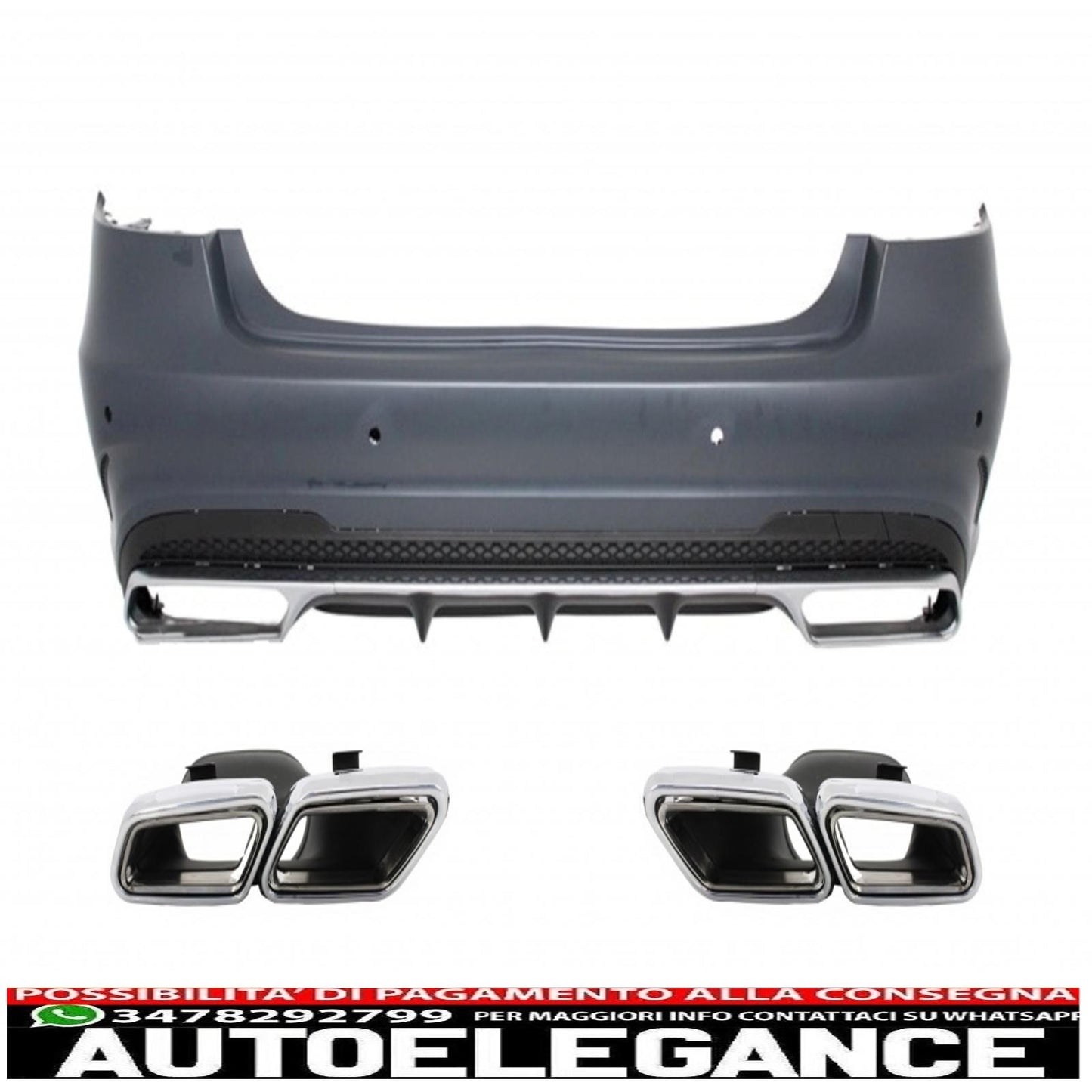 Rear Bumper with Exhaust Tips Suitable for Mercedes Benz W212 E-Class Facelift (2013-up) 