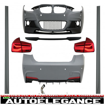 complete body kit suitable for bmw 3 series f30 (2011-2019) m-performance design with trunk spoiler and dynamic led rear lights 