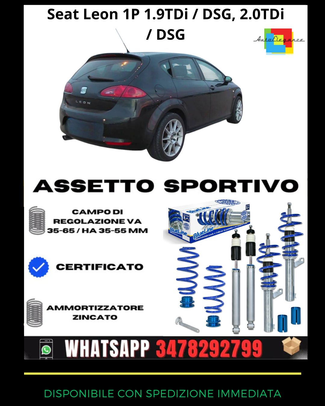 🔥Assetto sportivo adatto per Seat Leon 1P 1.9TDi / DSG, 2.0TDi / DSG🔥