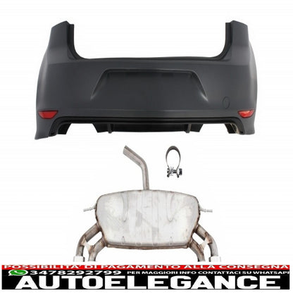 Rear bumper with full exhaust system suitable for vw golf 7 vii mk7 (2013-2017) r design 