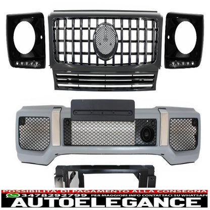 gruppo paraurti anteriore adatto per mercedes classe g w463 (1989-2012) con griglia g63 gt-r design panamericana