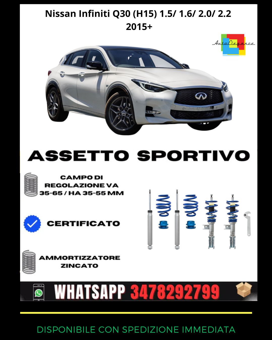 🔥Assetto sportivo PER Nissan Infiniti Q30 (H15) 1.5/ 1.6/ 2.0/ 2.2 2015+🔥
