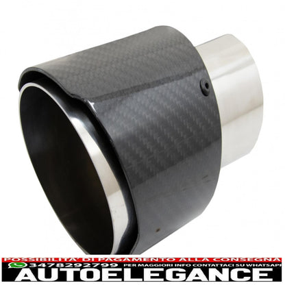 Carbon Fiber Exhaust Tips Gloss Look 6.1cm Inlet 