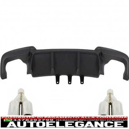 diffusore d'aria a doppia uscita adatto per bmw f10 serie 5 (2011-2017) design m-performance con terminali di scarico m-power cromati