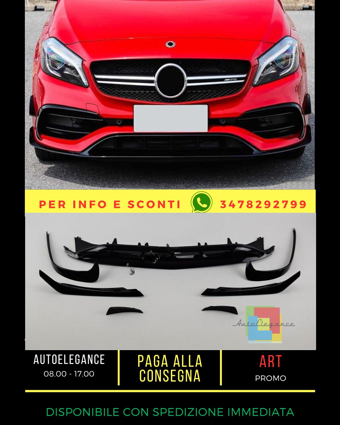 🔥Spoiler nero lucido adatto per Mercedes A class W176 2015-2018🔥