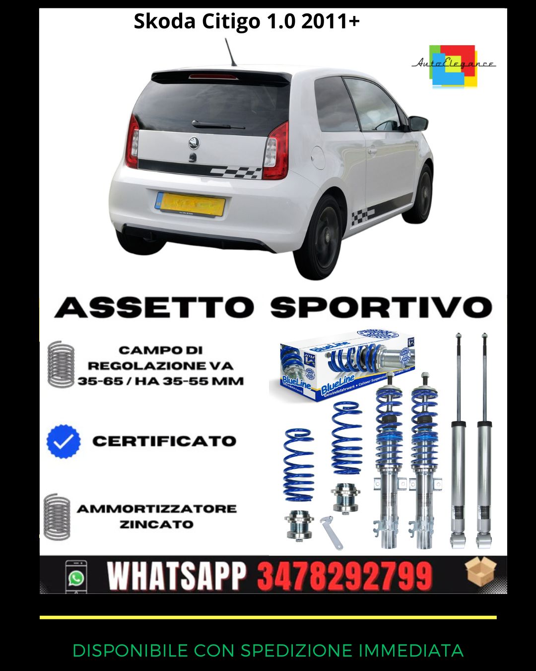 🔥Assetto sportivo adatto per  Skoda Citigo 1.0 2011+🔥