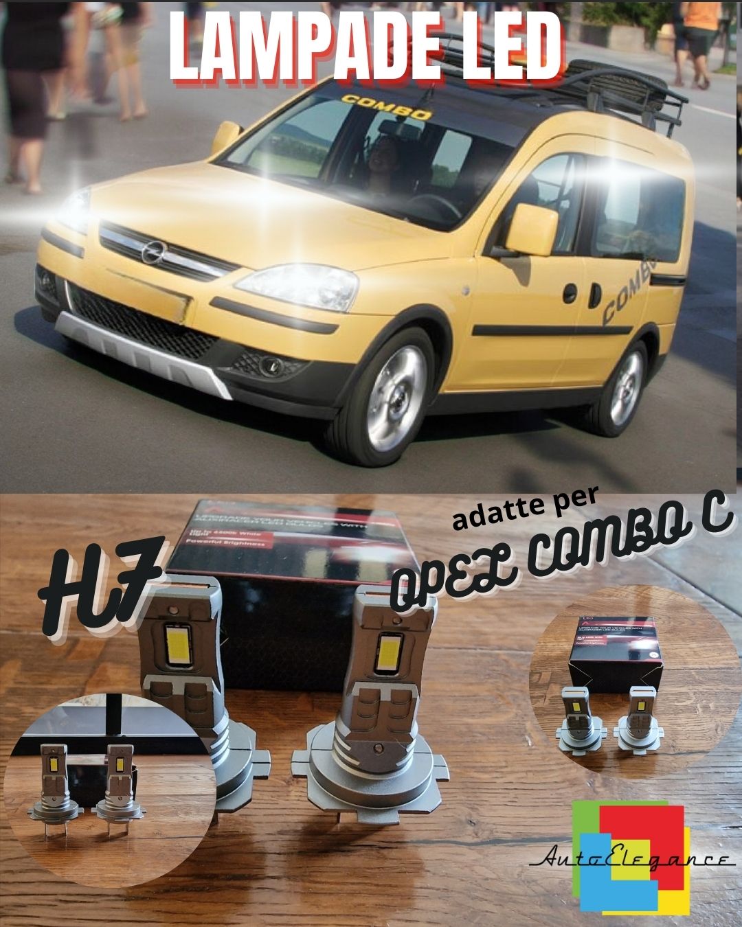 KIT LED H7 OPEL COMBO C 6000K BIANCO 6000 LUMEN CANBUS ANABBAGLIANTI