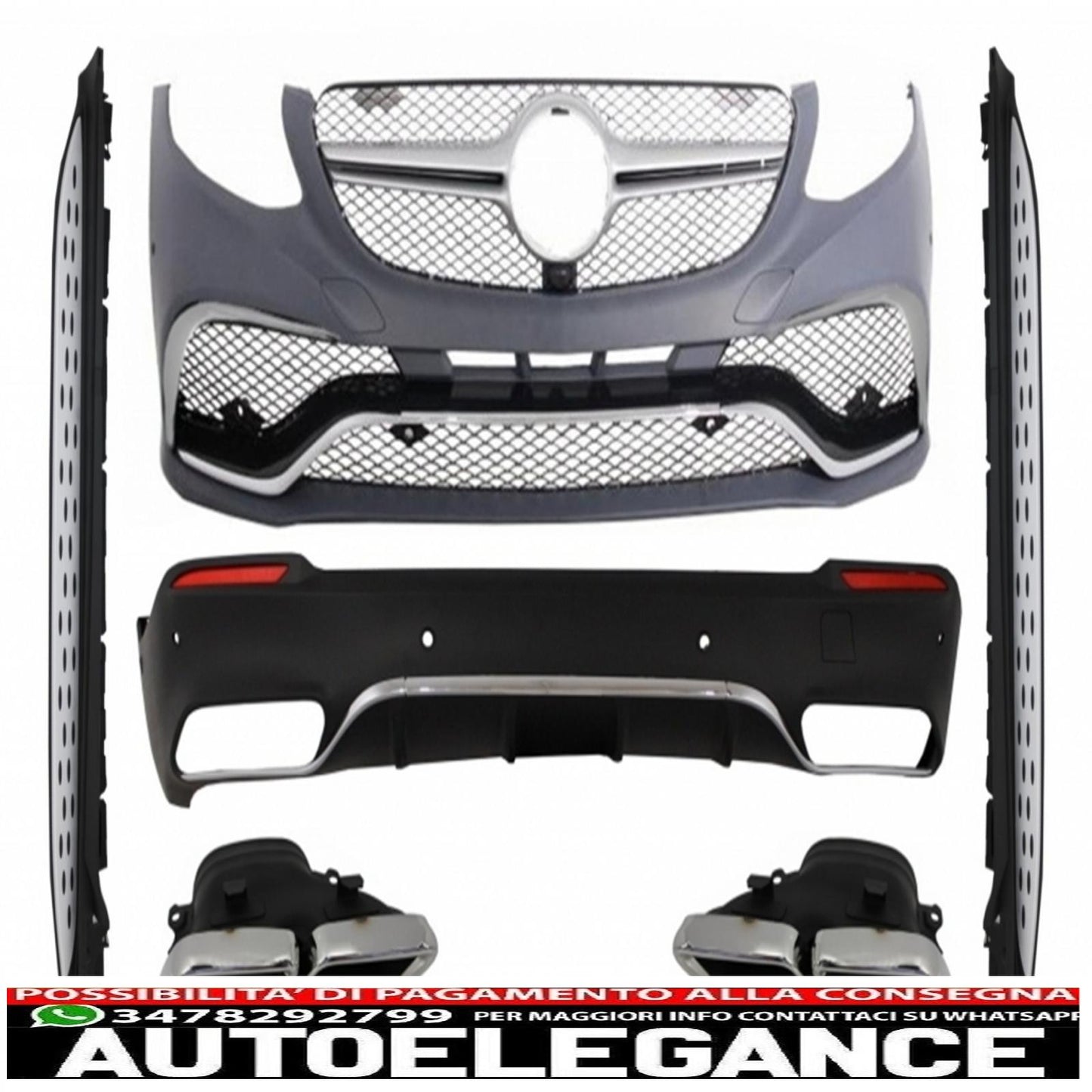 kit carrozzeria completo adatto per mercedes glc suv x253 (2015-07.2019) design glc63 con minigonne laterali