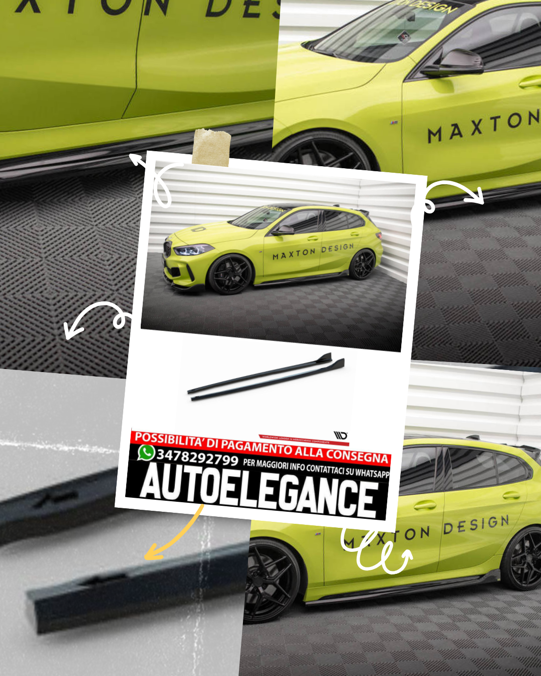 MINIGONNE LATERALI V.5 ADATTE PER BMW 1 F40 M-PACK/ M135I  (2019 - )