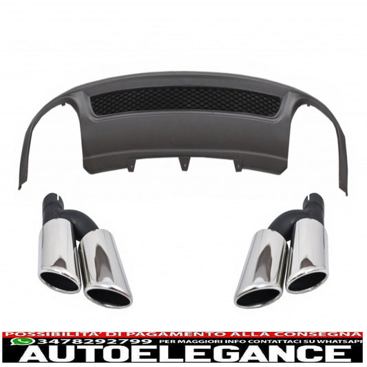 Diffusore d'aria con mantovana per paraurti posteriore adatto per audi a4 b8 pre restyling limousine avant (2008-2011) con terminali di scarico terminali di scarico solo design s-line paraurti standard