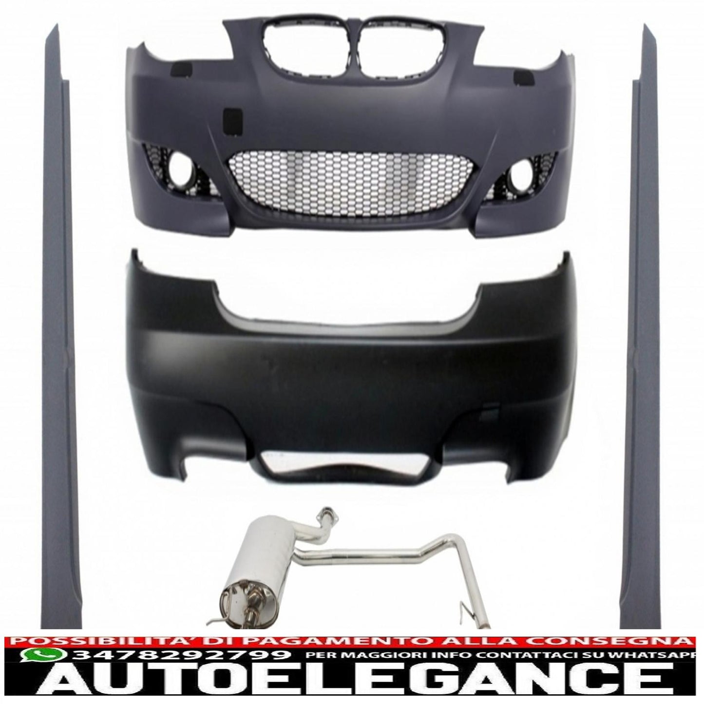 body kit suitable for bmw 5 series e60 (2003-2010) with twin double quad full exhaust system and m5 design side skirts