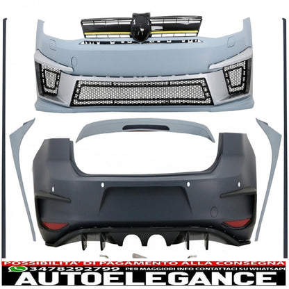 kit carrozzeria completo adatto per vw golf 7 vii 5g1 (2012-2017) design r400 con sistema di scarico completo e spoiler con alette sul tetto del parabrezza