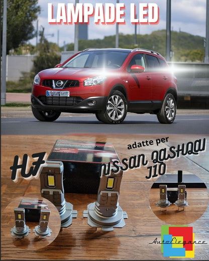 KIT LED H7 NISSAN QASHQAI J10 6000K BIANCO 6000 LUMEN CANBUS ANABBAGLIANTI