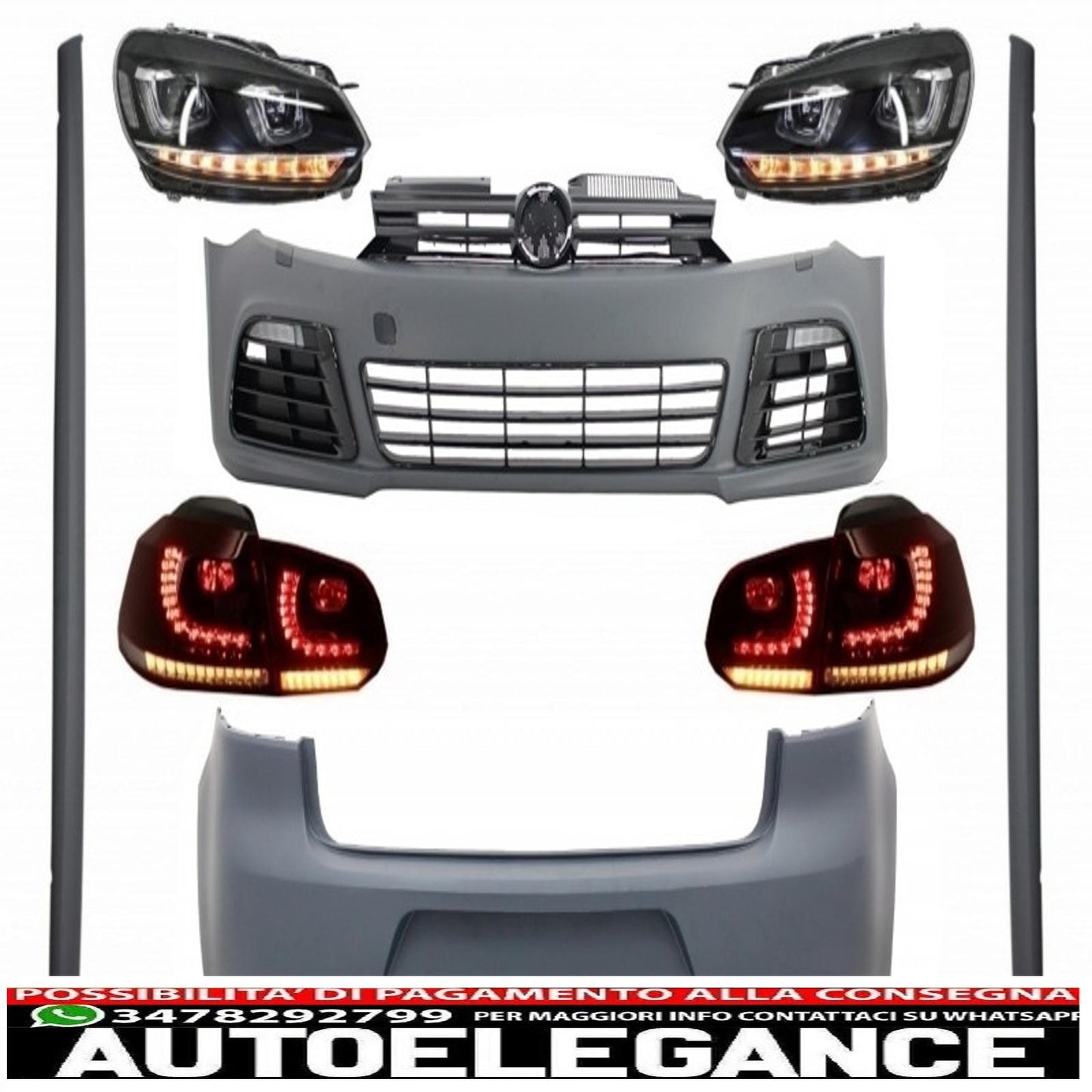 complete body kit suitable for vw golf vi 6 mk6 (2008-2013) r20 design with headlights and rear lights dynamic cornering light 