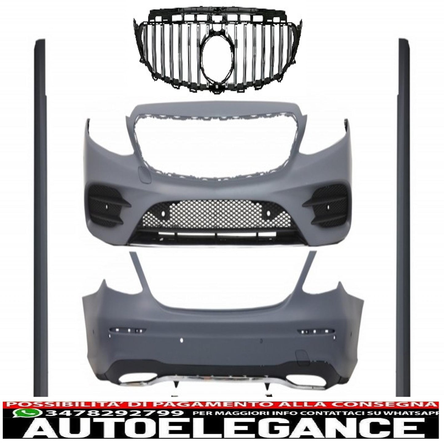 complete body kit suitable for mercedes e-class w213 (2016-2019) gt-r e43 e53 sport line design with center grille exhaust muffler tips 