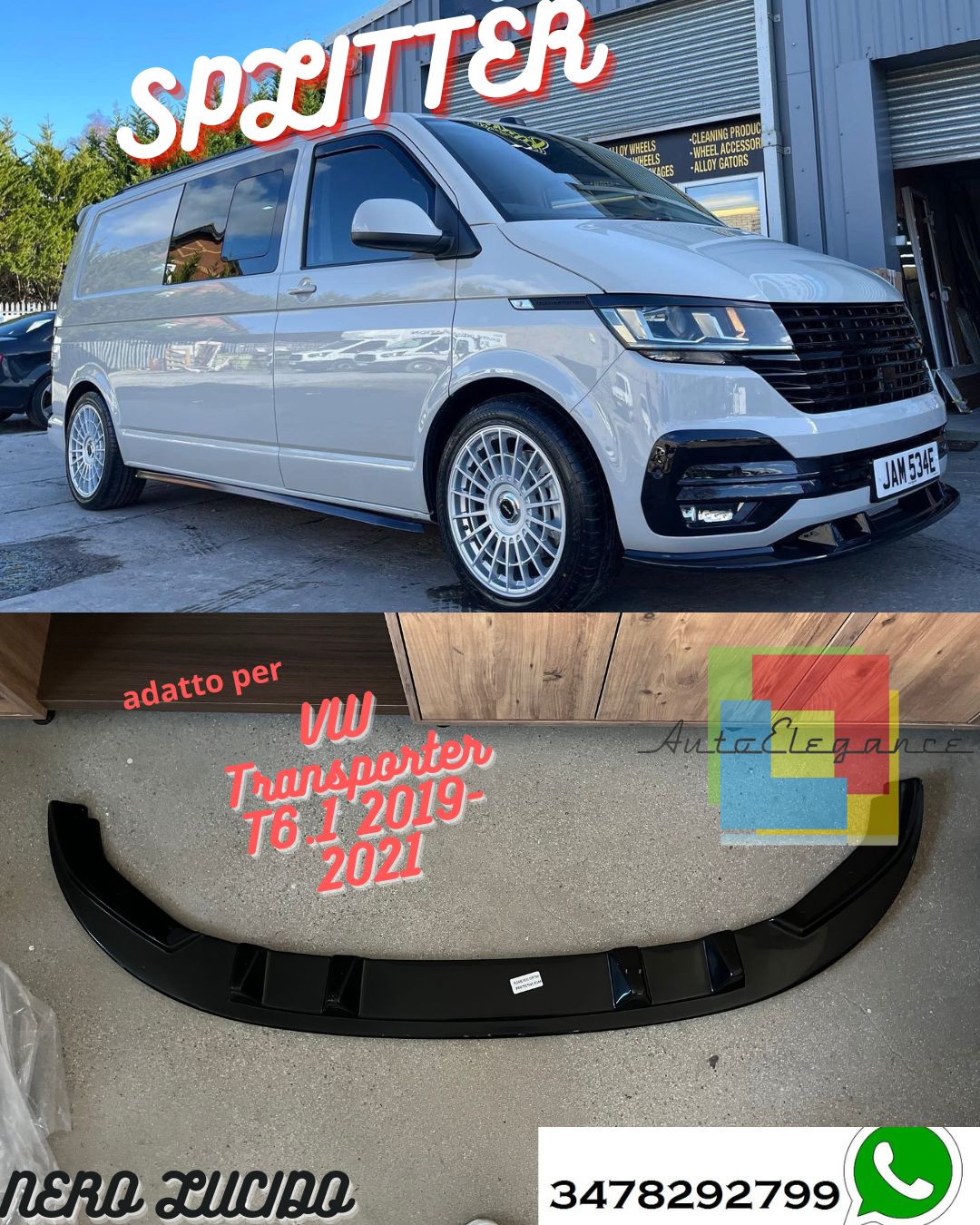 Splitter Anteriore VOLKSWAGEN Transporter T6.1 2019-2021 Versione 2 Con ABE TÜV