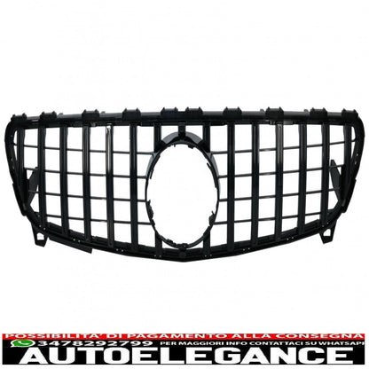 central grille suitable for mercedes a-class w176 restyling (09.2015-2018) a45 gt-r design panamericana all black
