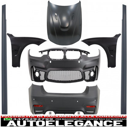 body kit suitable for bmw 3 series f30 (2011-2019) evo ii m3 cs design with black front fenders and bonnet and muffler tips
