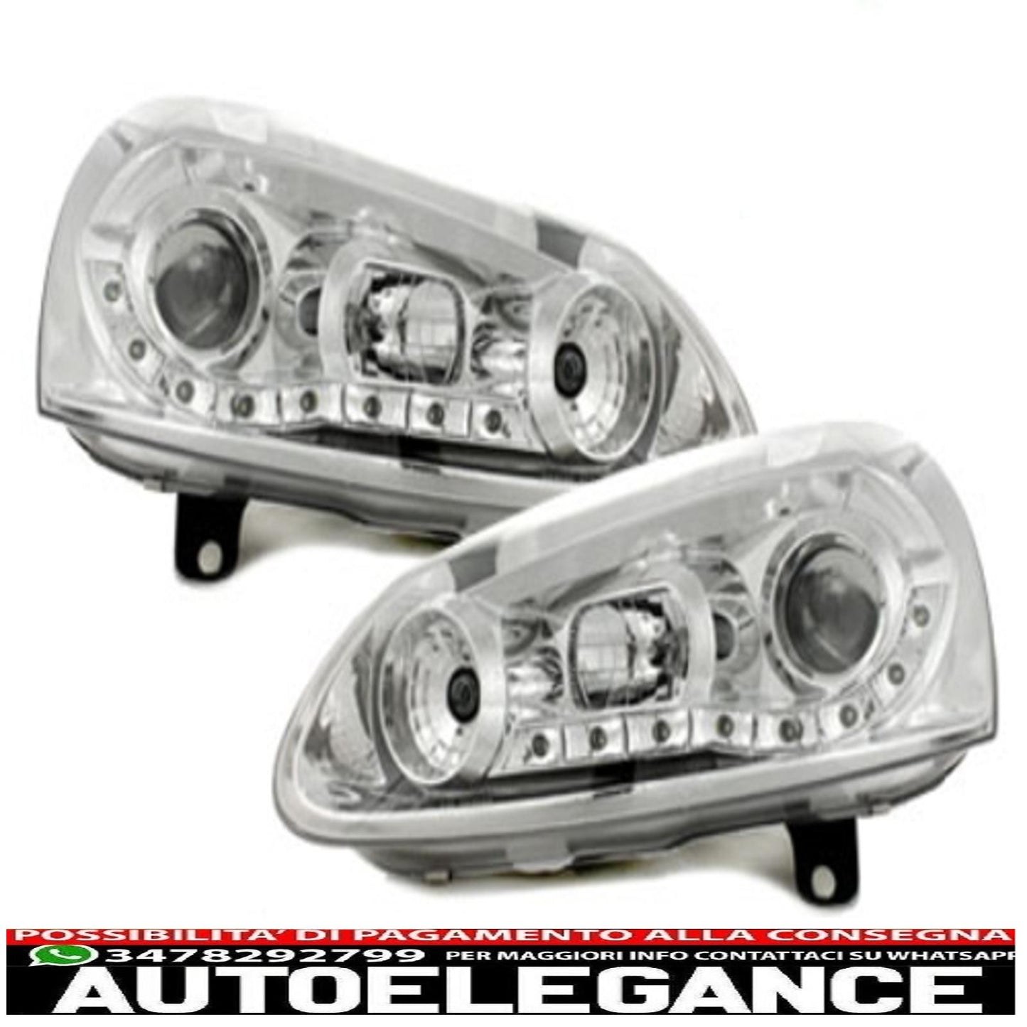 drl led dayline headlights suitable for vw golf v (2003-2009) suitable for vw jetta (2005-2011) chrome 