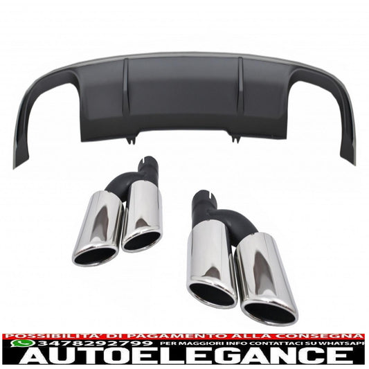 Diffusore mantovana per paraurti posteriore adatto per audi a4 b9 8w berlina/avant (2016-2018) con terminali di scarico e terminali di scarico design s4 per edizione standard grigio