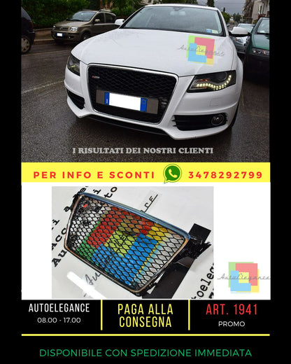 ⭐0614 GRIGLIA PER AUDI RS4 ADATTO PER A4 B8 LOOK RS4 CROMATA⭐
