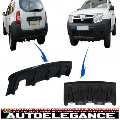 Protezione paramotore paraurti anteriore e posteriore adatta per Dacia Duster 4x4 / 4x2 (2010-2017) Piano Black