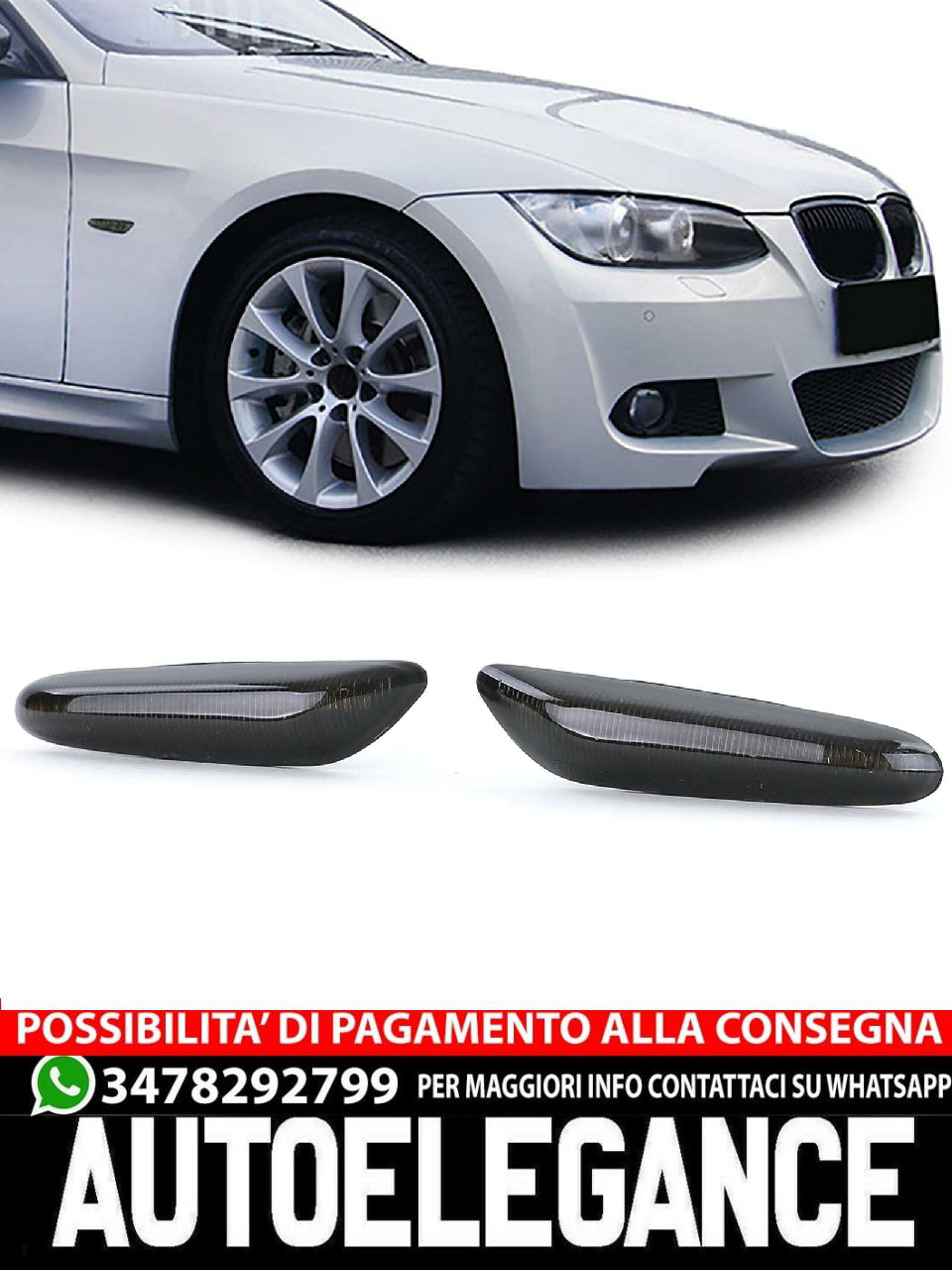 Aftermarket Black Smoke LED Side Marker Light Compatible with BMW 3 Series E46 01-05 E90 E91 E92 E93 