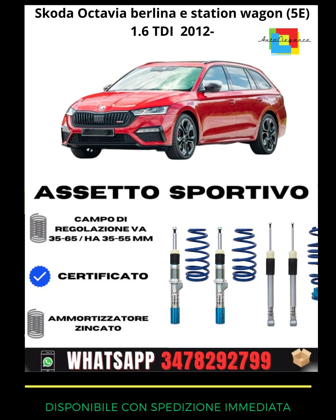 🔥Assetto sportivo per Skoda Octavia berlina  (5E) 1.6 TDI  2012+ 🔥