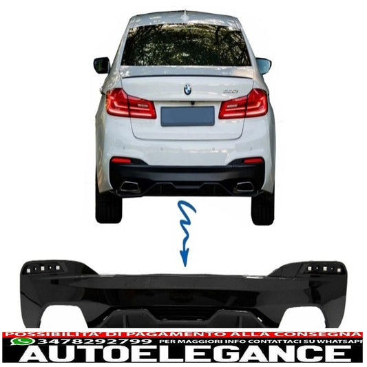 Rear bumper diffuser suitable for bmw 5 series g30 g31 limousine touring (2017-up) m performance design piano black