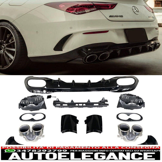 diffusore + paraurti scarico 2x2 cromato amg ottica per mercedes w118 c118 classe cla-mostra il titolo originaletesto originalediffusor + auspuffblenden 2x2 chrom amg optik für mercedes w118 c118 cla-klasse