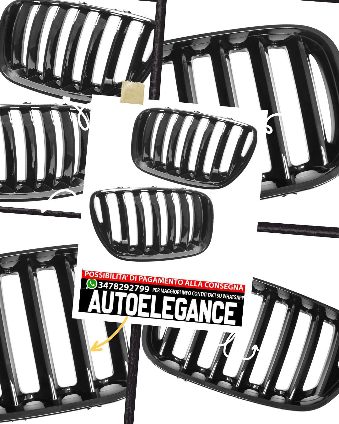 Griglia rene radiatore barra singola adatta per BMW X5 E53 2003-2006 nera
