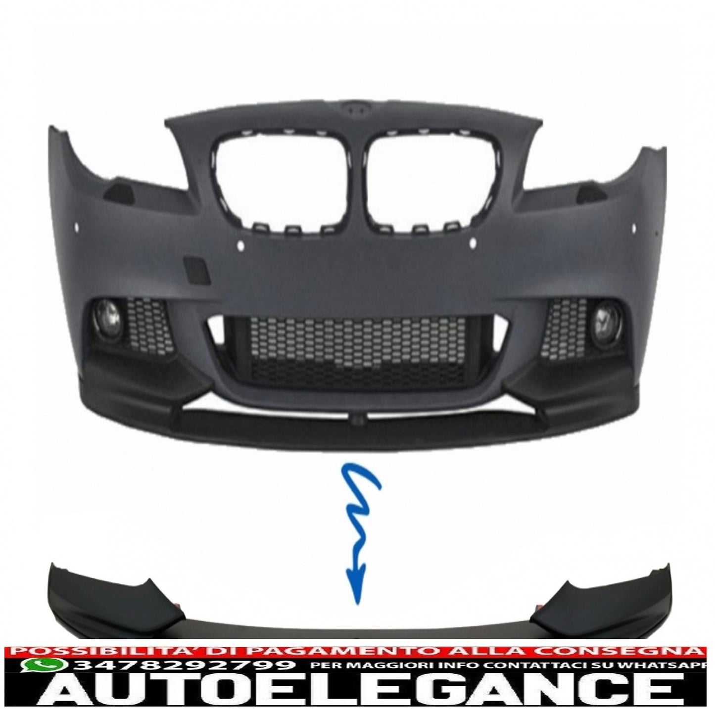 Front bumper spoiler lip suitable for bmw 5 series f10 f11 sedan touring (2011-2017) m-performance design matt black