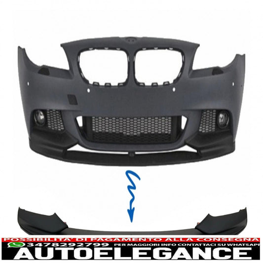 Labbro spoiler paraurti anteriore adatto per bmw serie 5 f10 f11 berlina touring (2011-2017) design m-performance nero opaco