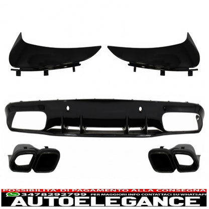 Diffusore mantovana per paraurti con alette paraurti posteriore adatto per mercedes classe c c205 a205 coupe cabriolet (2014-2019) restyling c63s design tutto nero