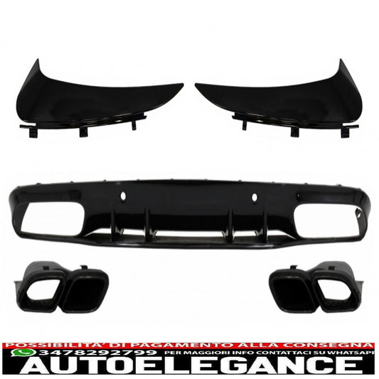Diffusore mantovana per paraurti con alette paraurti posteriore adatto per mercedes classe c c205 a205 coupe cabriolet (2014-2019) restyling c63s design tutto nero