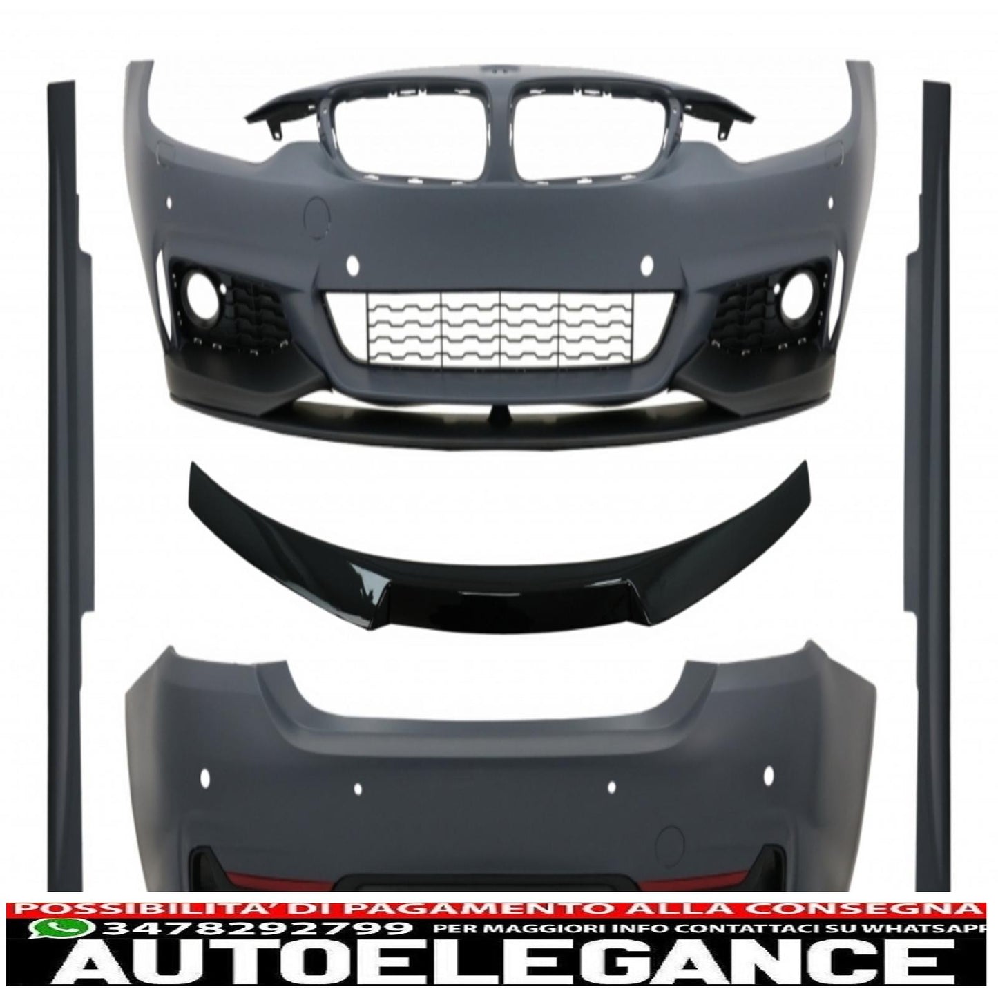 Complete body kit with piano black trunk spoiler suitable for BMW 4 Series F32 Coupe (2013-up) M-Performance design
