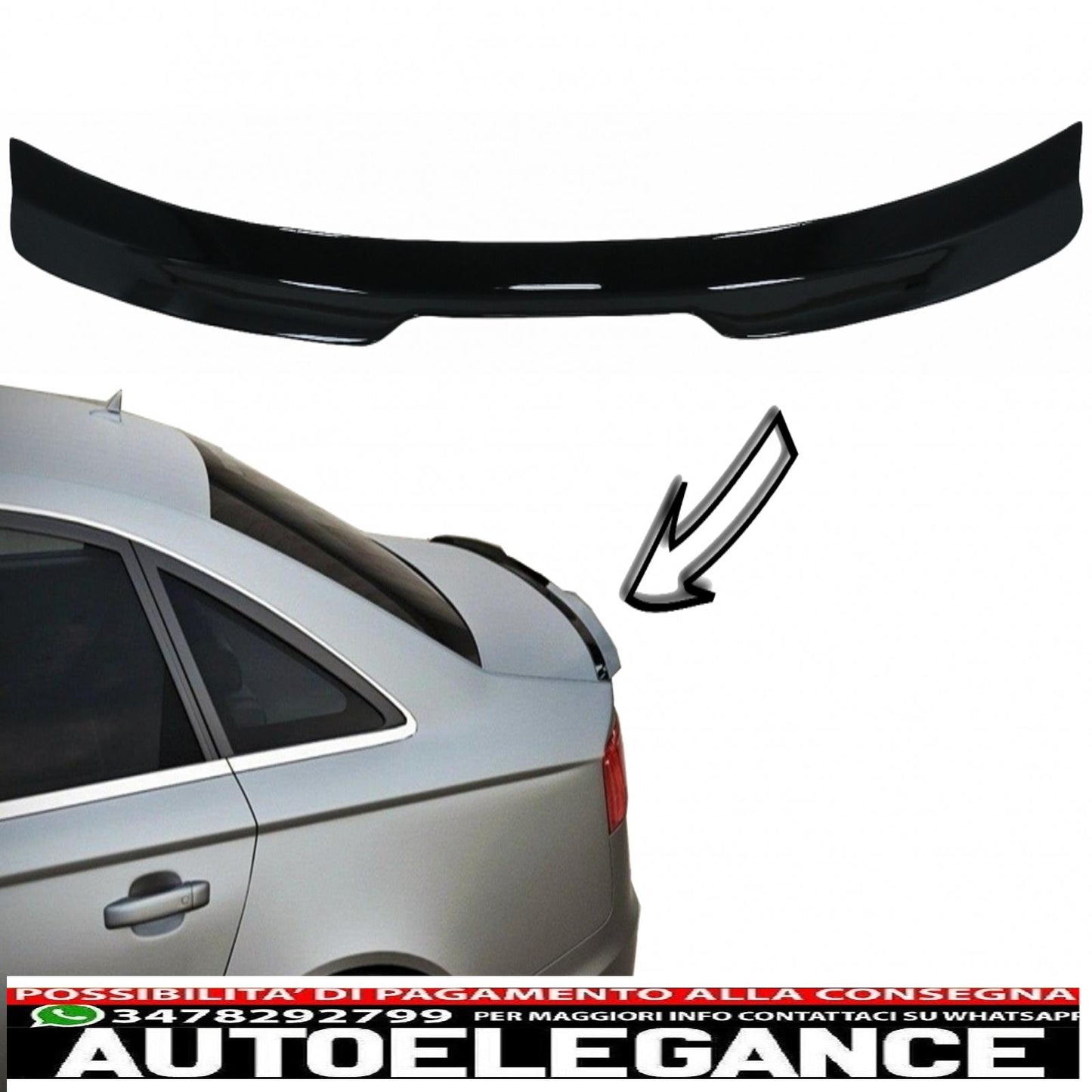 trunk spoiler suitable for audi a6 c7 4g sedan 4 doors (2011-2018) piano black 