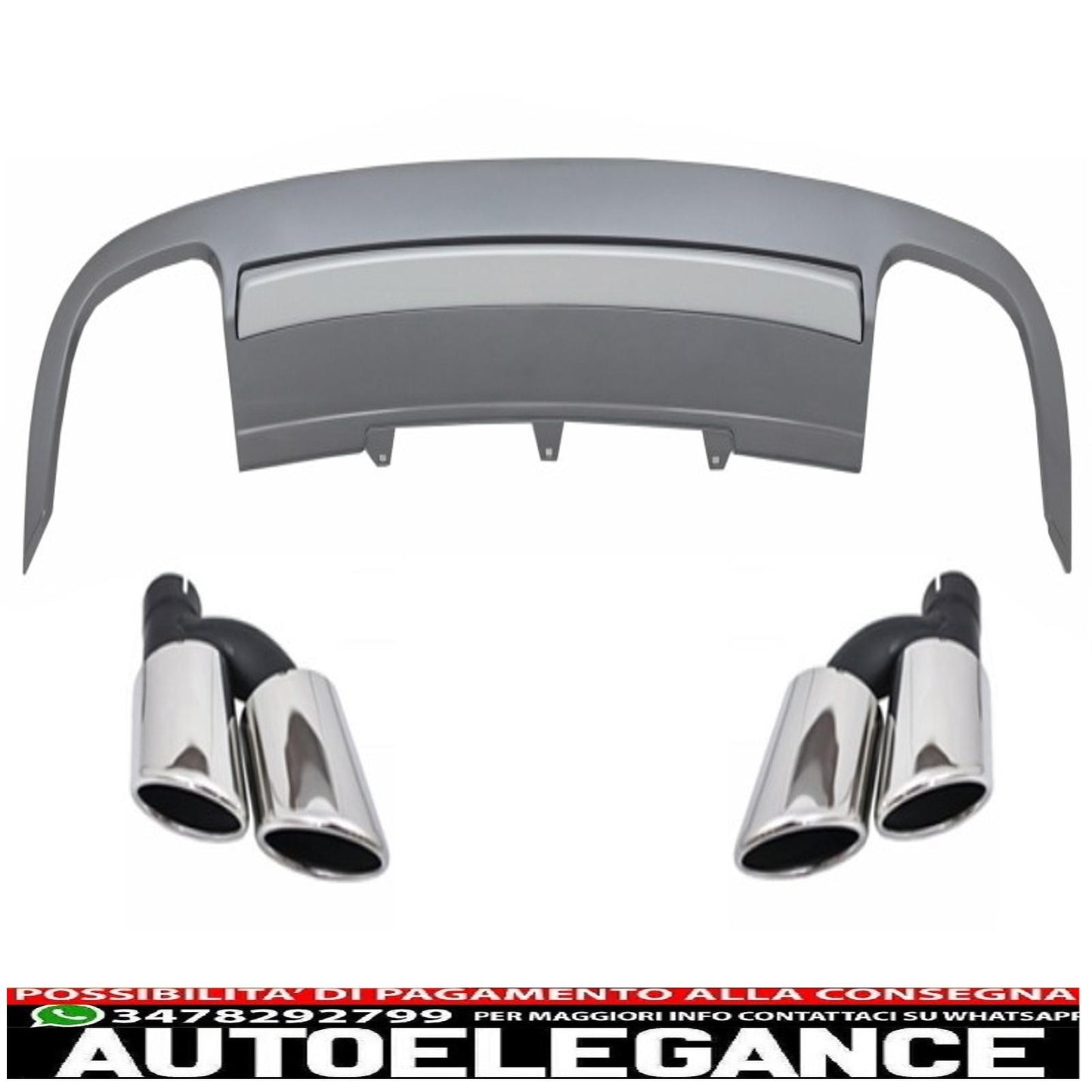 Diffusore mantovana paraurti posteriore adatto per audi a5 8t 4d sportback s-line non restyling (2007-2011) con terminali di scarico