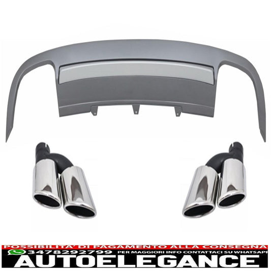 Diffusore mantovana paraurti posteriore adatto per audi a5 8t 4d sportback s-line non restyling (2007-2011) con terminali di scarico