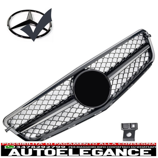 Griglia del radiatore sportiva per Mercedes W204 S204 nero lucido