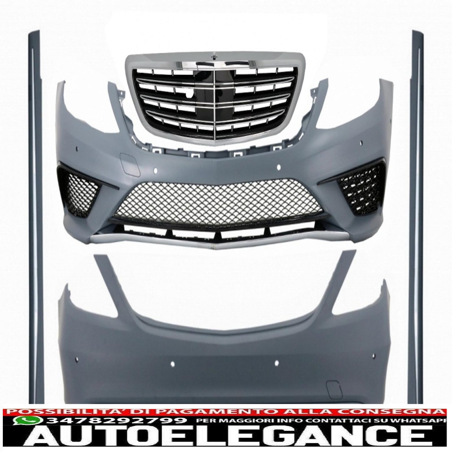 body kit with chrome front grille suitable for mercedes s class w222 (2013-06.2017) design s63 