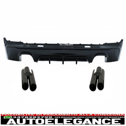 Rear Diffuser Double Outlet with Exhaust Tips Piano Black Suitable for BMW 2 Series F22 F23 (2013-) M Design 