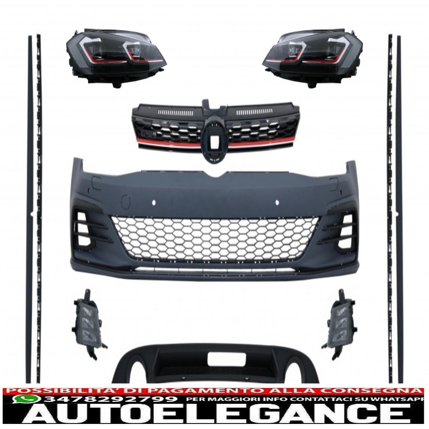 kit carrozzeria e fari a led luci di svolta dinamiche sequenziali adatti per vw golf 7.5 vii facelift (2017-up) design gti
