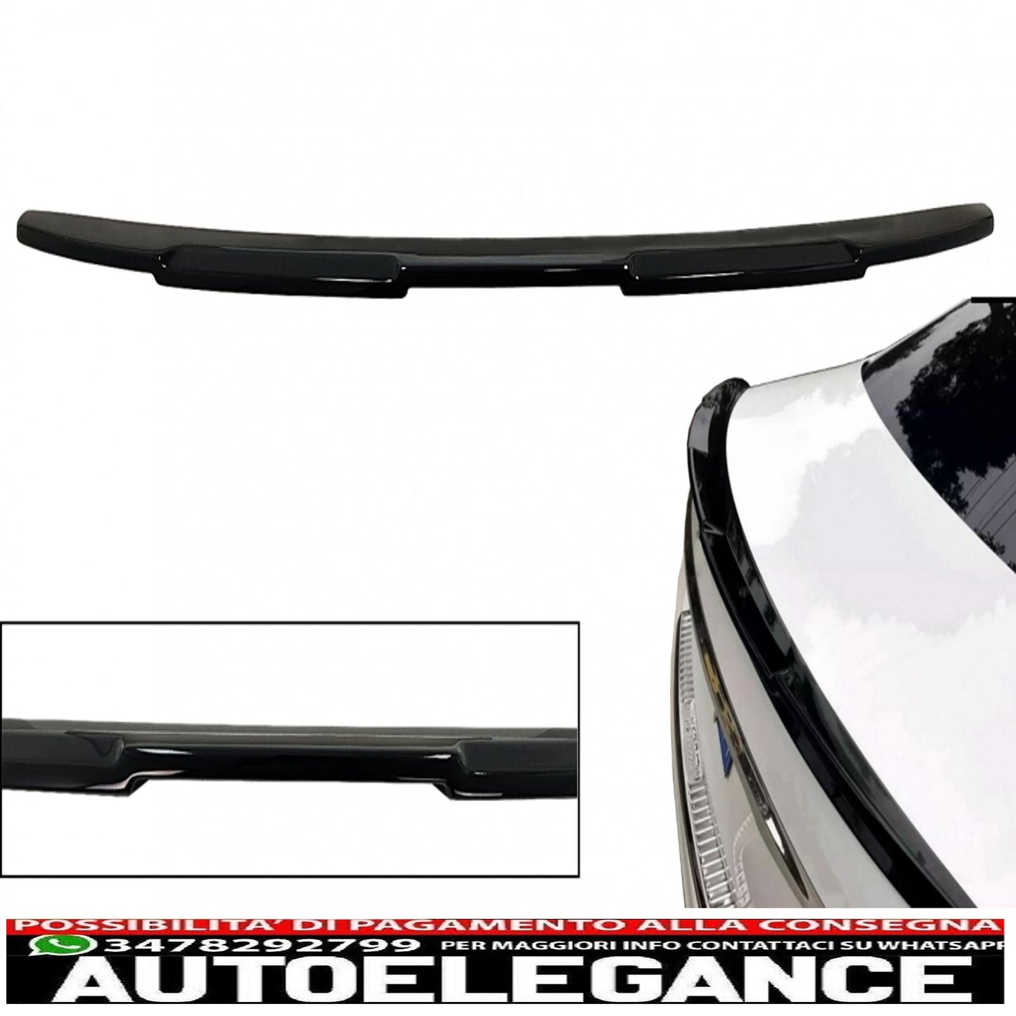 Trunk Spoiler Lip Suitable For Mercedes E Class W213 (2016-2019) Piano Black
