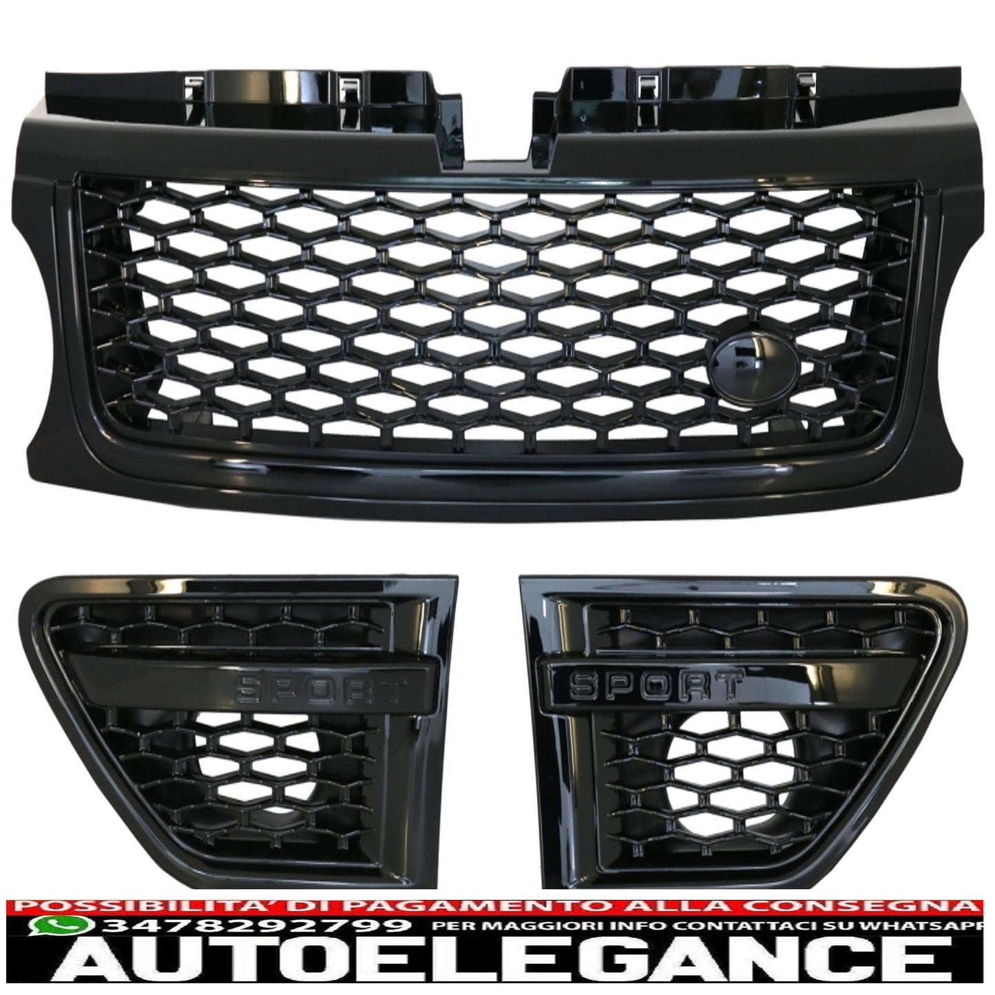 central grille and side air intakes group suitable for land rover sport l320 restyling (2009-2013) autobiography look all black edition